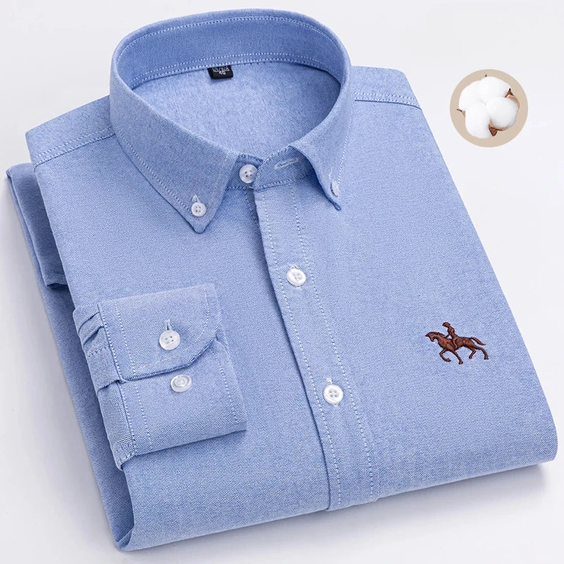 New in shirt 100%cotton plus size long-sleeve shirts for men slim fit formal fashion office shirt hight qulity plaid clothes