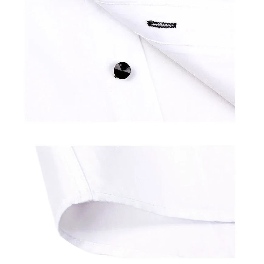 Men's Dress Shirt Button-down Collared Long Sleeve Formal Business Casual Shirt Korean Fashion Slim Fit Designer Shirts White
