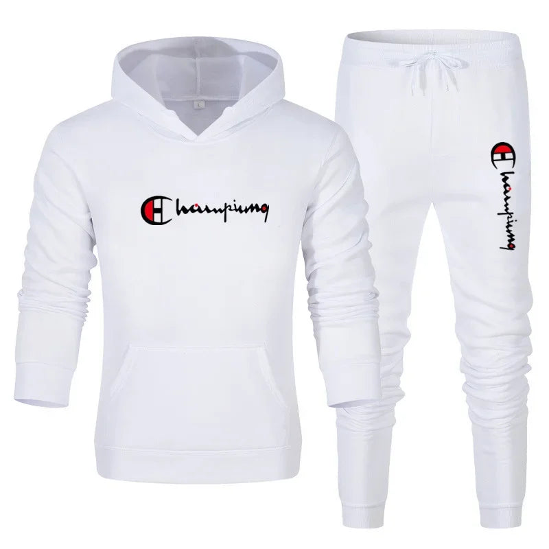 2025 Men's Tracksuit Hooded Sweatshirt+Sweatpants 2 Pcs Sets Sports Suit Casual Jogger Sportswear 2 Piece Male Streetwear Sets