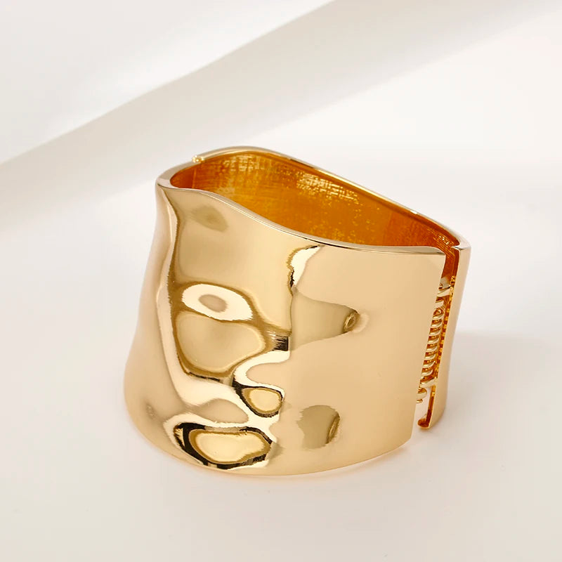 2025 Punk Hip Hop Wide Asymmetric Bangles Bracelets For Women Statement Alloy Bangles Men Jewelry Femme Accessories Manchette