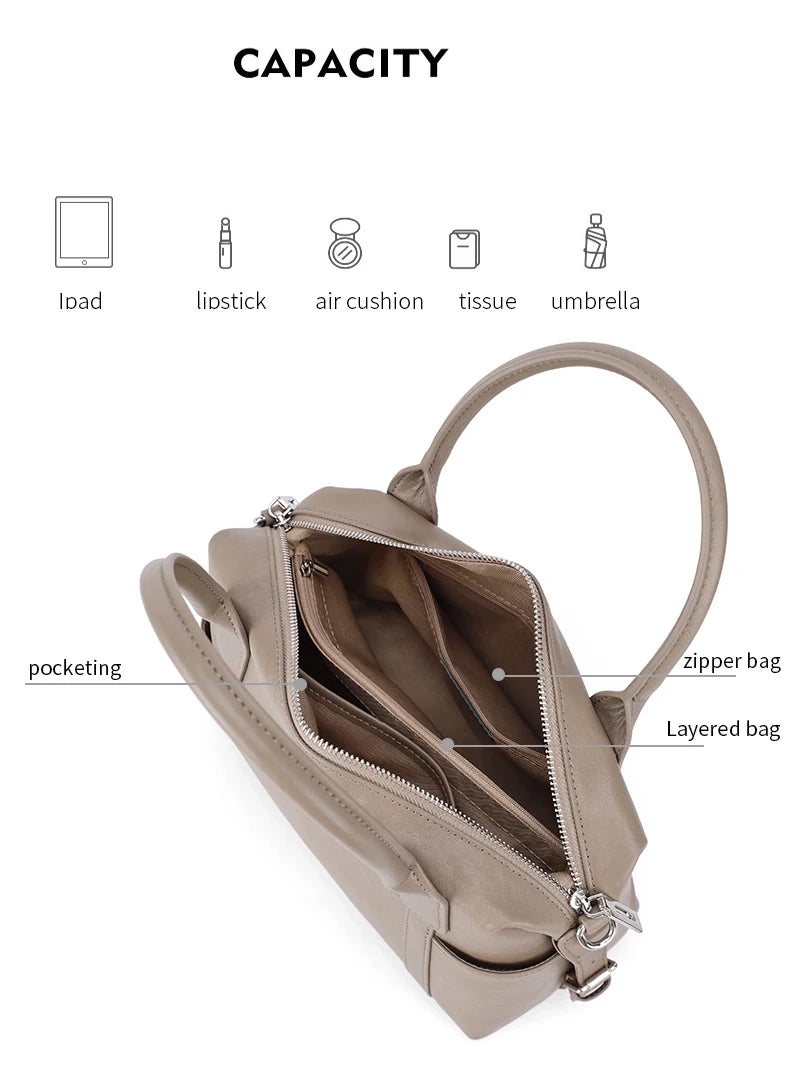 2026 New Women's Fashion Genuine Leather Handbag Female Large Capaci Luxury Designer Boston Totes Bag Shoulder Crossbody Bag