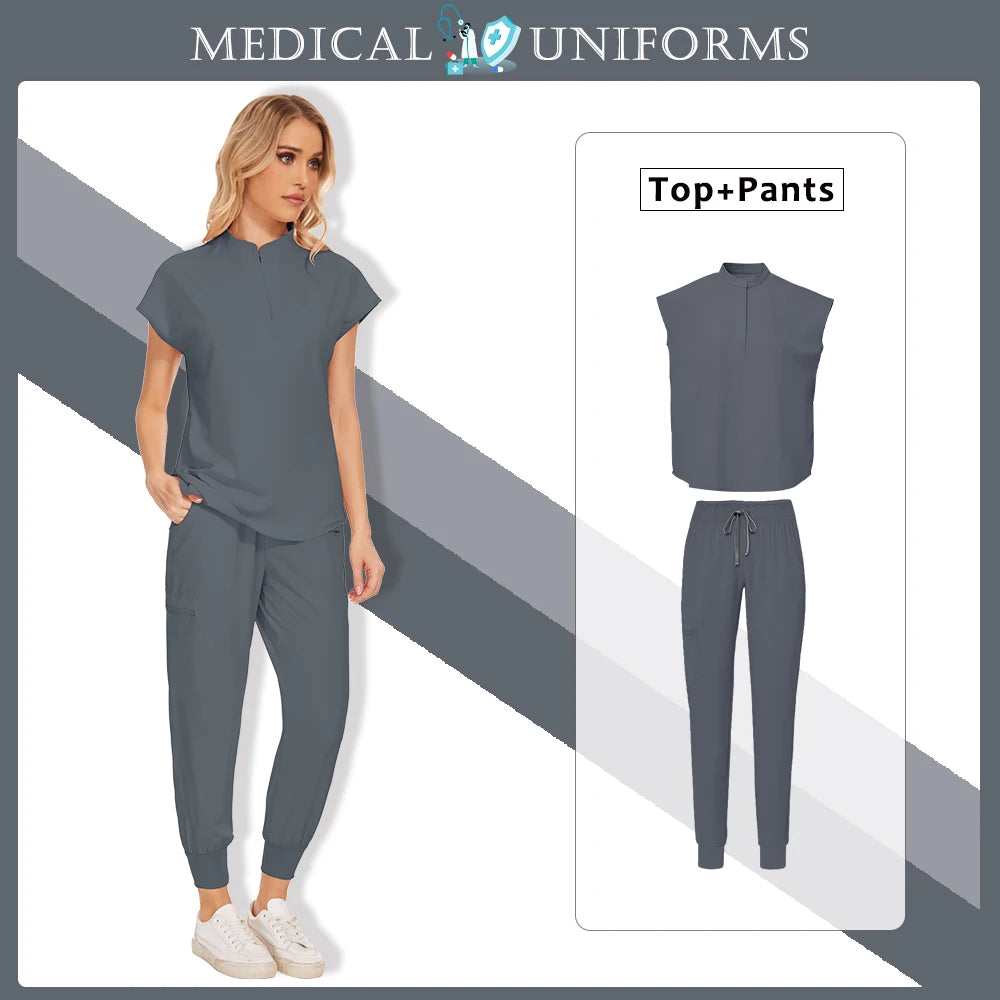 Scrubs Clinical Uniforms Woman Hospital Work Clothes Dental Clinical Workwear Joggers Pants Suit Medical 2 Piece Set Beauty Wear