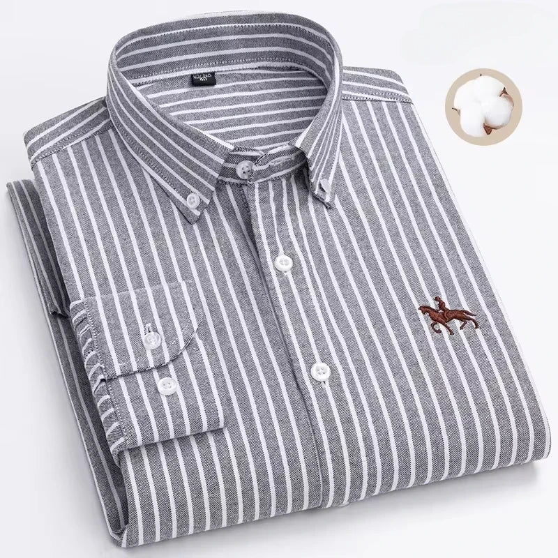 New in shirt 100%cotton plus size long-sleeve shirts for men slim fit formal fashion office shirt hight qulity plaid clothes
