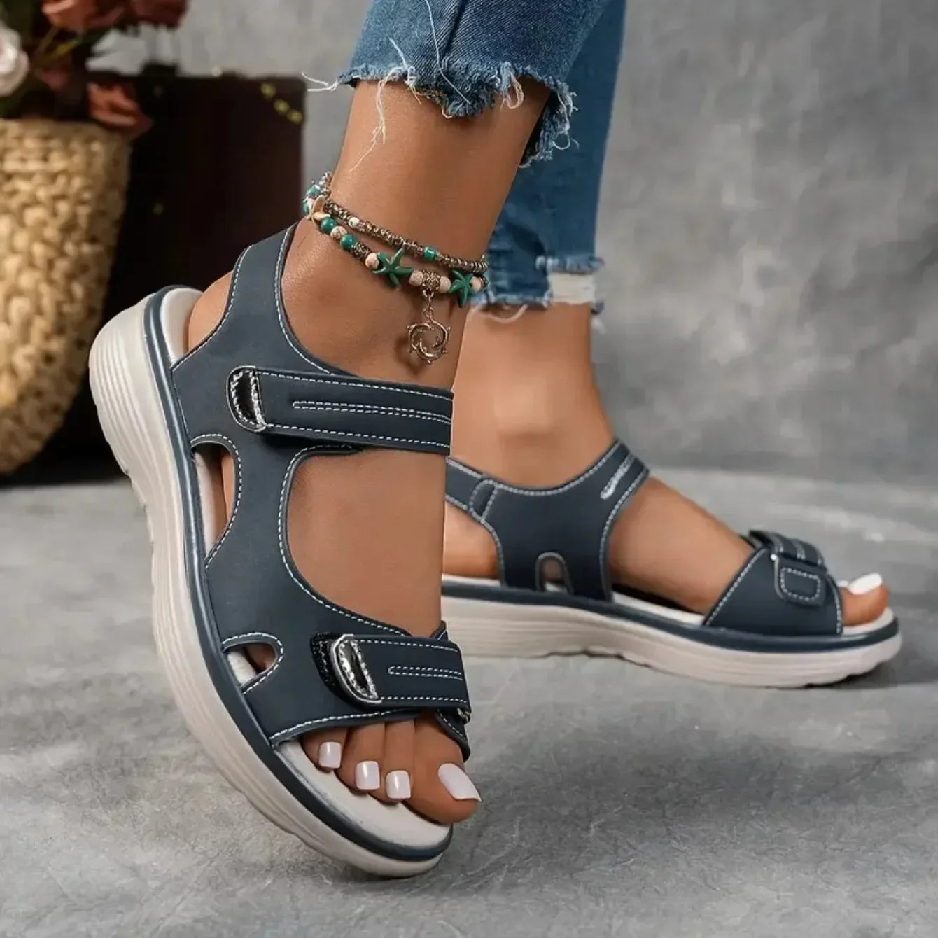 New Summer Wedge Sandals Casual Women Comfortable Fashion Thick Sole Outdoor Platform Sandals Non Slip Wading Beach Shoes Women