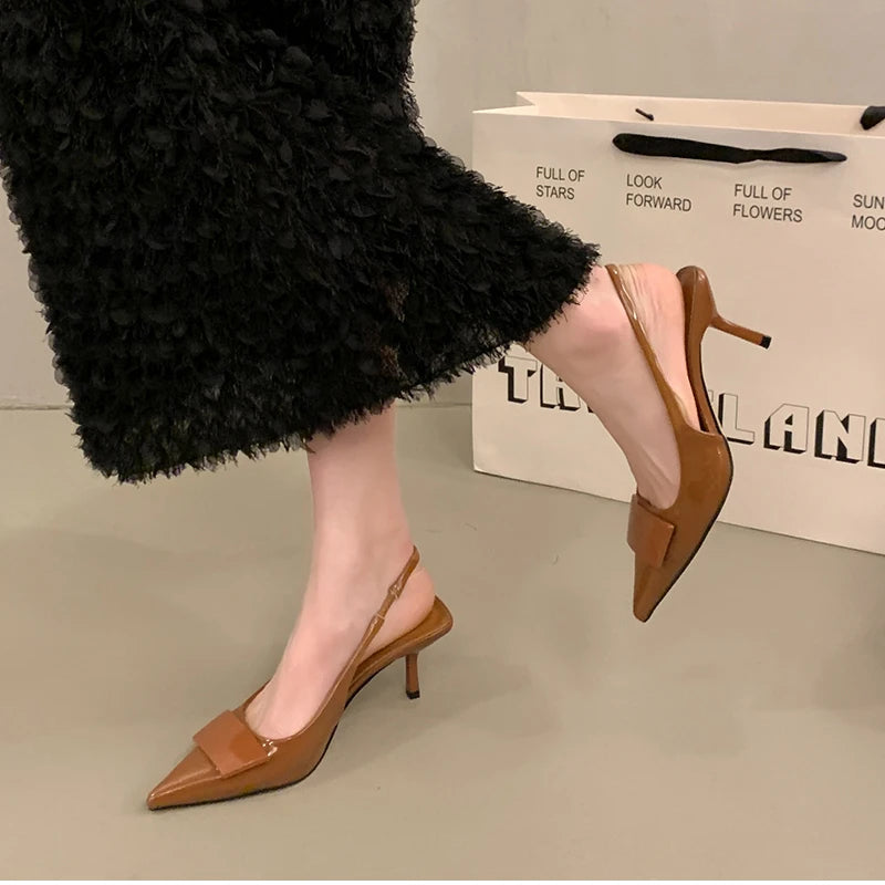2026 Summer High Heel Women Sandals Fashion Pointed Toe Singbacks Shoes Design Style Banquet Party Sandalias Shoes