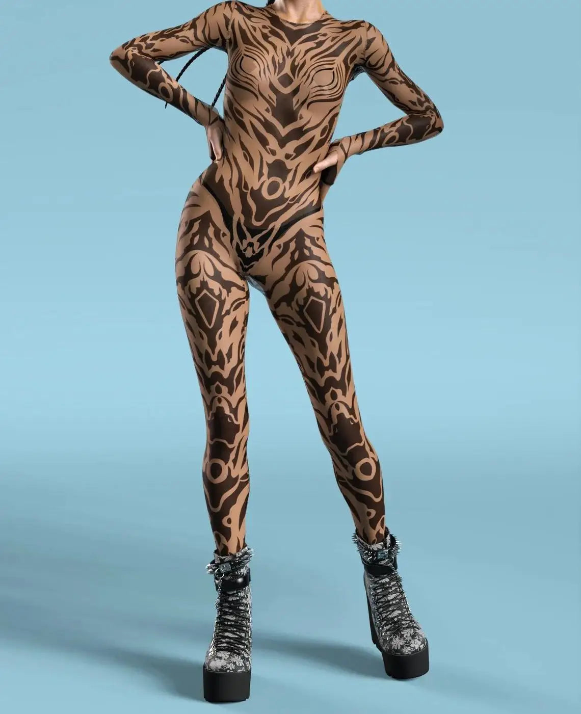 UR1 Women Jumpsuit Dense Color Dots 3D Pattern Adults Halloween Cosplay Costume Party Jumpsuits Carnival Bodysuit Monos Mujer