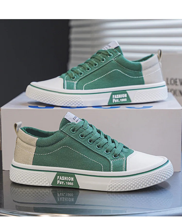 Mens Breathable Canvas Skate Shoes Soft Sole Casual Sneakers Trendy Versatile Lightweight Non-Slip Slip-On Sports Footwear 37-48