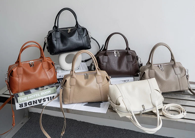 2026 New Women's Fashion Genuine Leather Handbag Female Large Capaci Luxury Designer Boston Totes Bag Shoulder Crossbody Bag