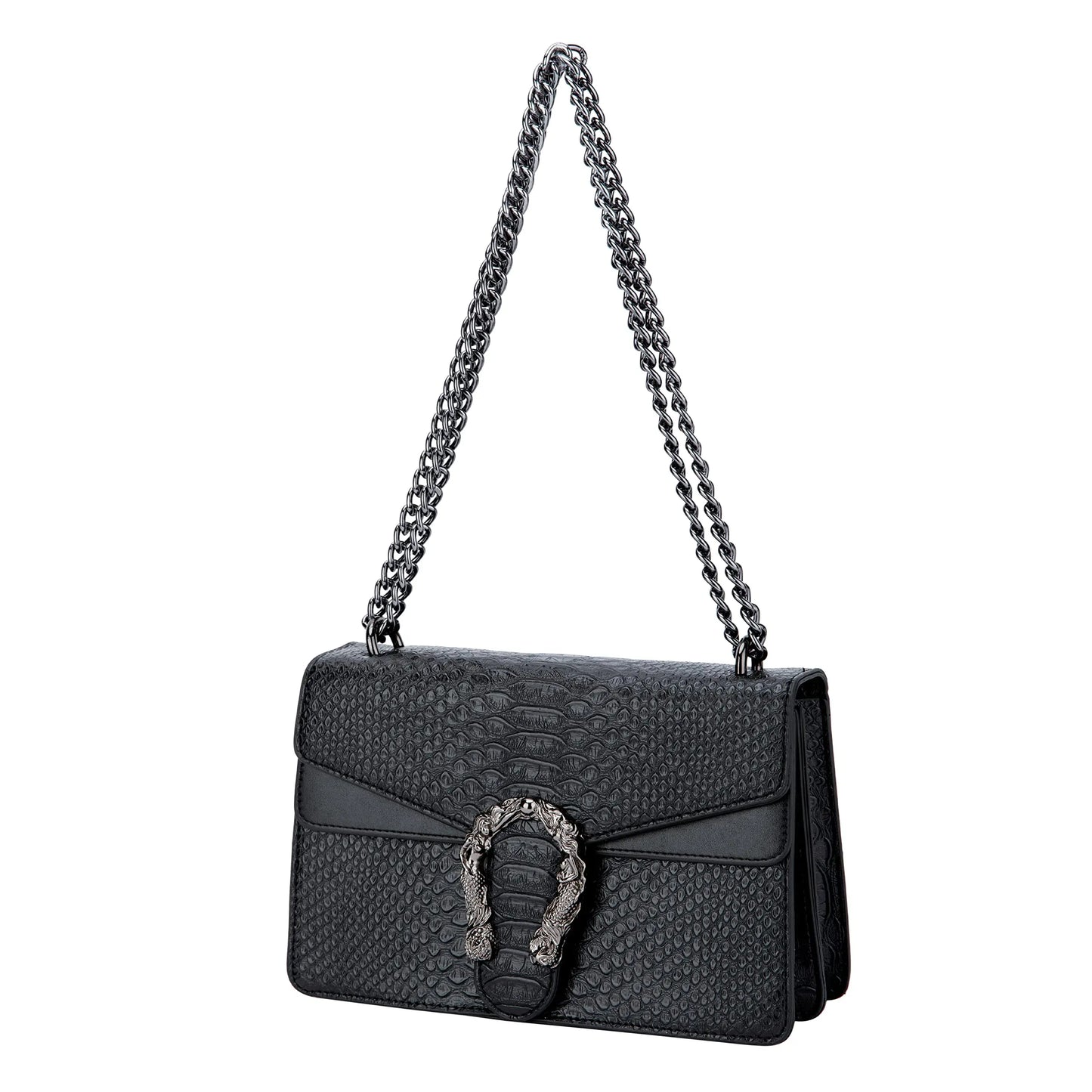 Shoulder Bag Crossbody Bag and Satchel Purse for Women - Fashion Snake Print Chain Purse Luxury PU Leather HandBag