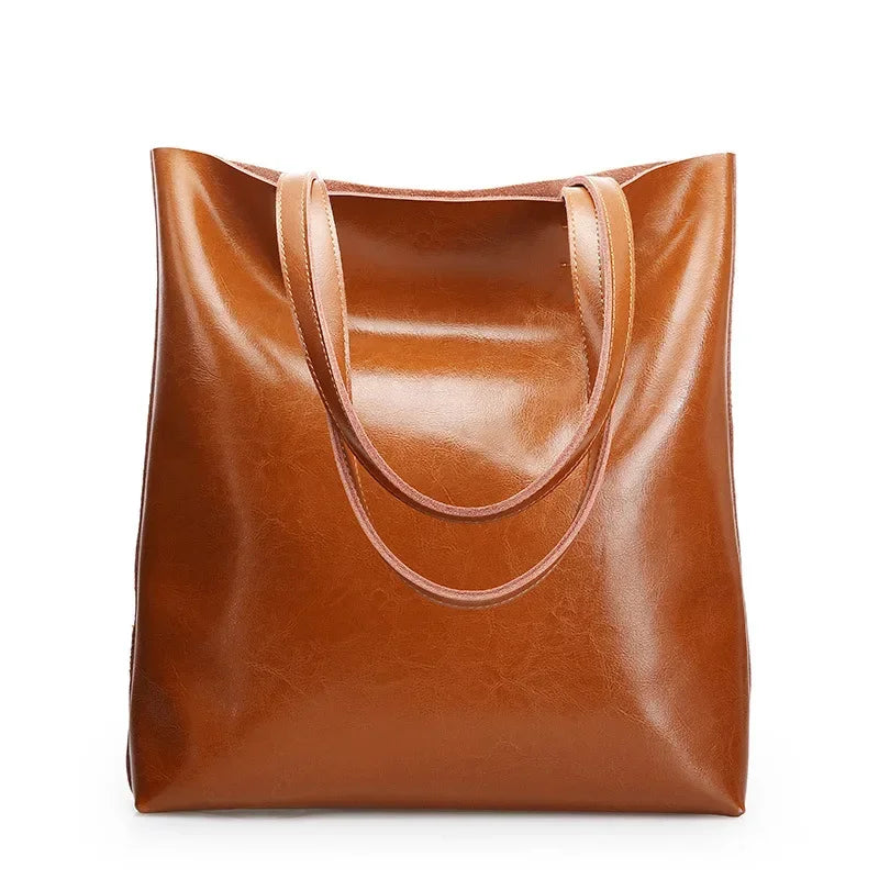 Real Leather Women's Handbag Fashion Top-handle Bags Ladies Tote Bag Minimalist Wallets Shoulder Tote Bag Portable Shopping Bag