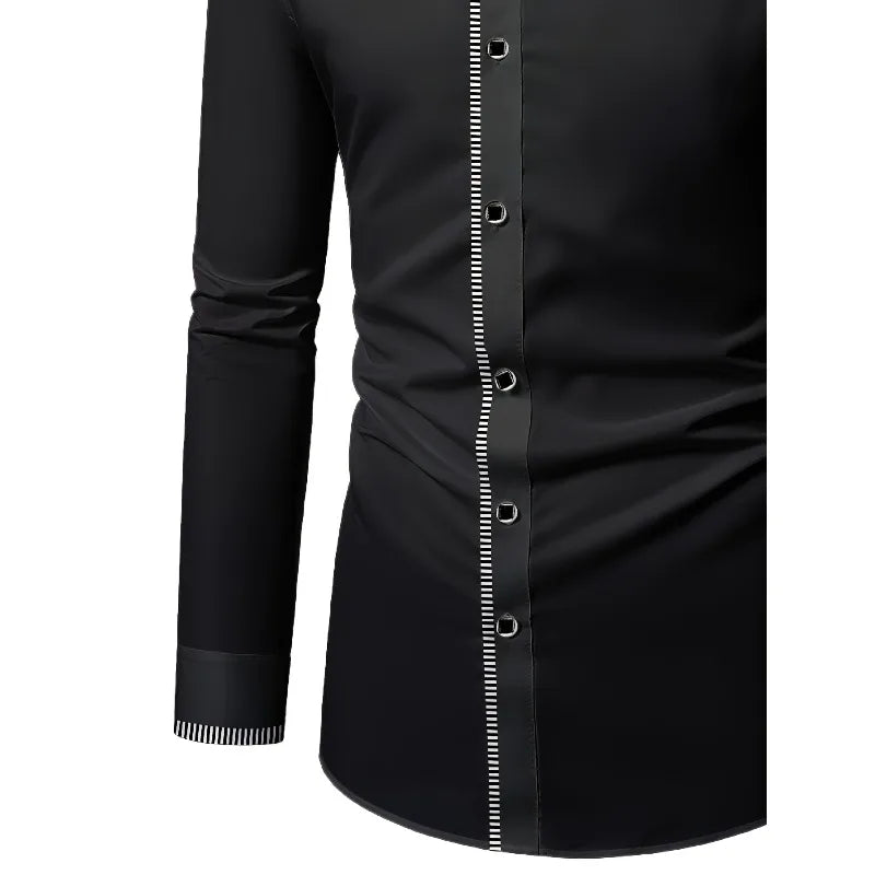 2025 New Men Patchwork Shirt Fashion Dress Tuxedo Long Sleeve Smart Casual Four Season Man Micro Elastic Shirts