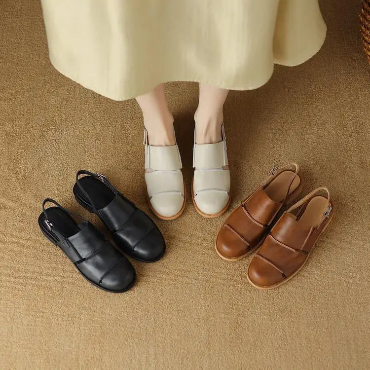 Women Sandals 2026 new Hollow Breathable Comfortable Soft Sole Low Heel Slingback Shoes Summer Fashion Versatile Casual Sandals