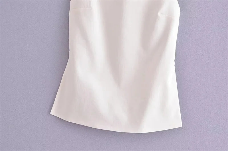MUJER Black Backless Top Female Sleeveless White Crop Top Women Summer Sexy Tops Woman Party Women's Evening Top With Straps