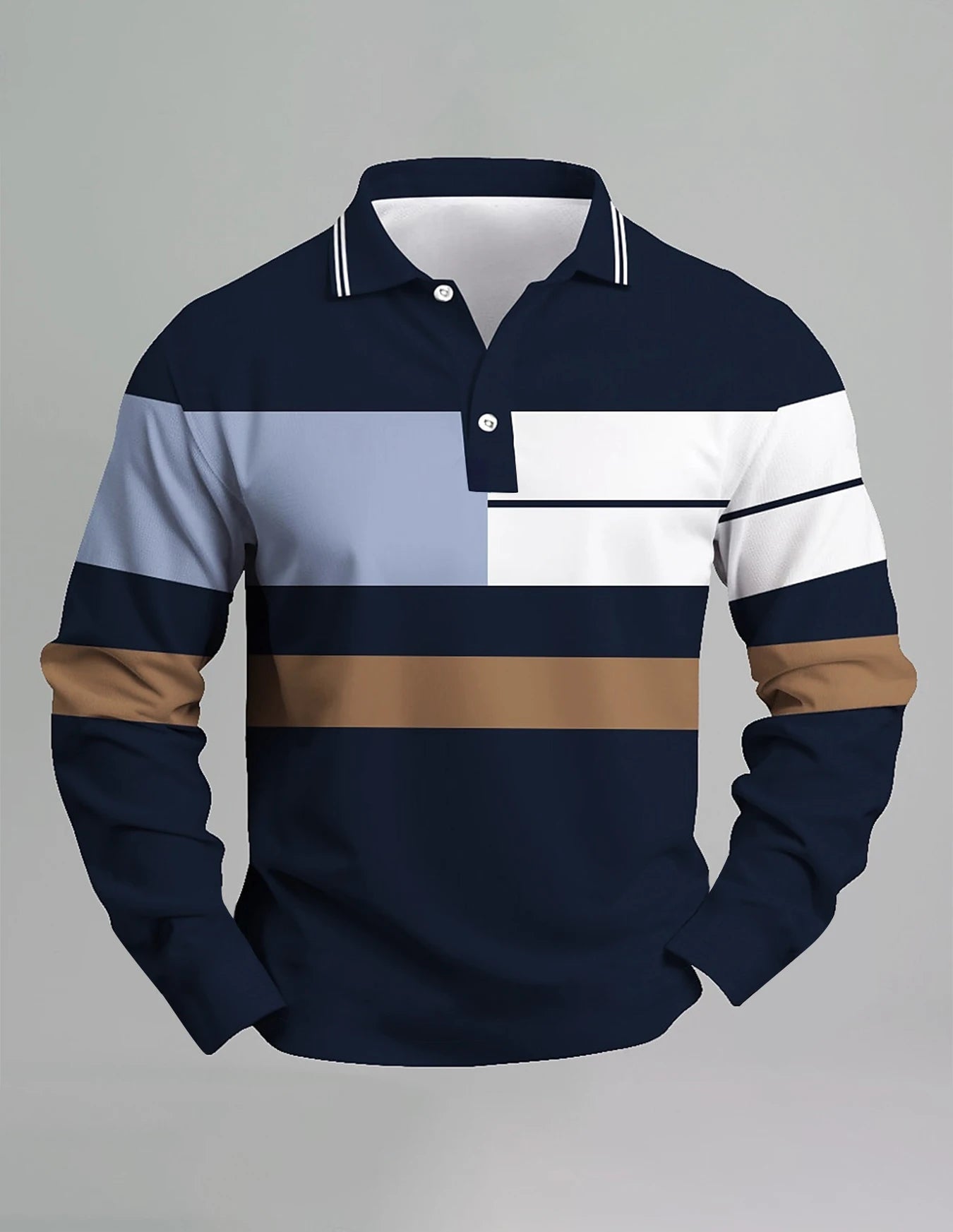 Men's Long Sleeve Shirt Fashion Casual Slim Fit Trendy Blue Silver Fluid Art Print Dress Shirt for Party Daily Wear