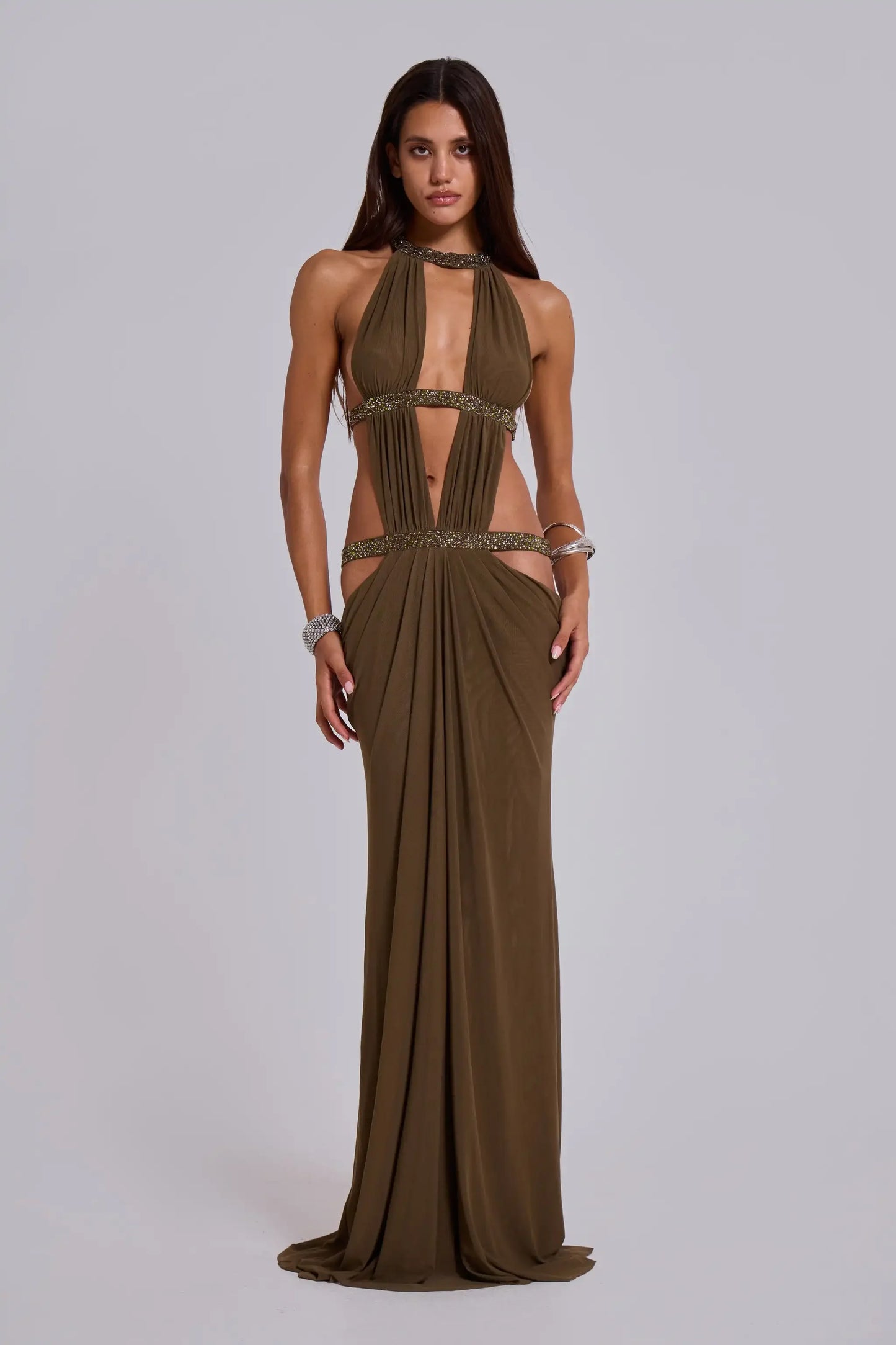 Women Sexy Backless Sequin Halter Dress Sleeveless Off Shoulder Hollow Out Pleated Maxi Dresses 2026 Lady Evening Party Gowns