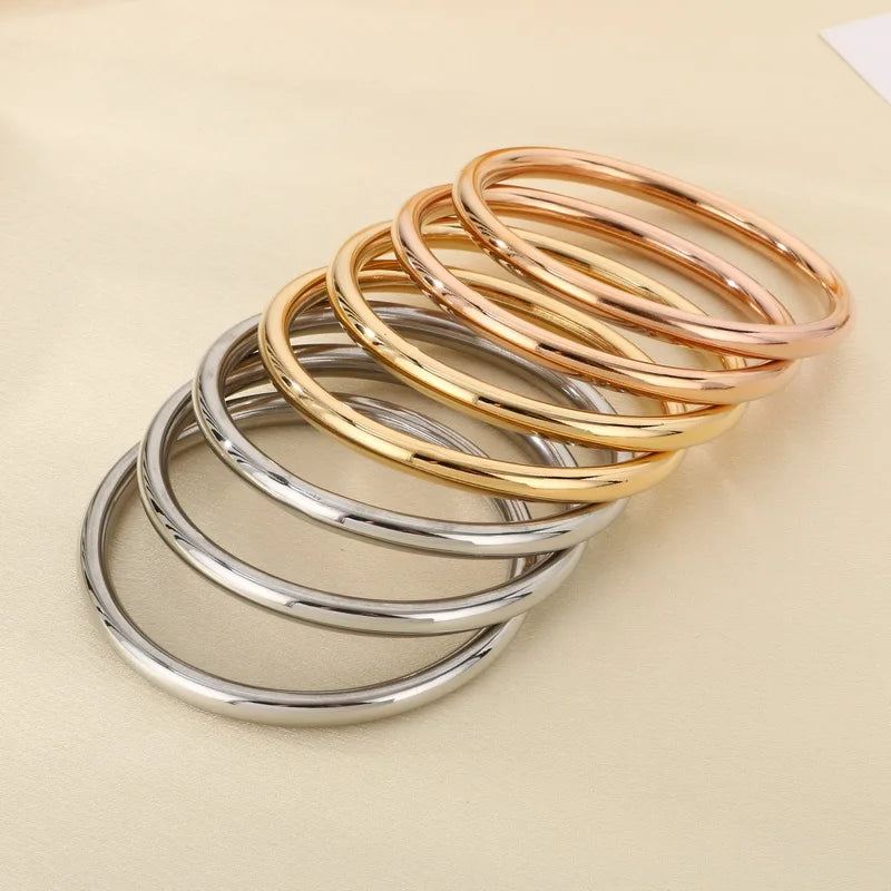 7/PCS Simple Spherical Surface Stainless Steel Bangle For Women Men Wedding Party Bracelet Famale Trendy Jewelry Christmas Gifts
