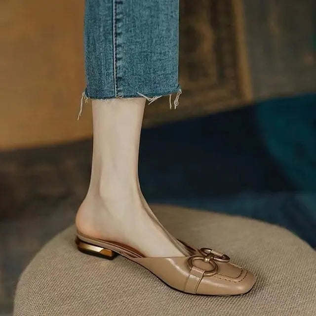 Fashion Women Sandals Elegant Casual Shoes for Woman 2022 Slip On Ladies Flats Office Party Square Heels Sandals Zapatos Mujer