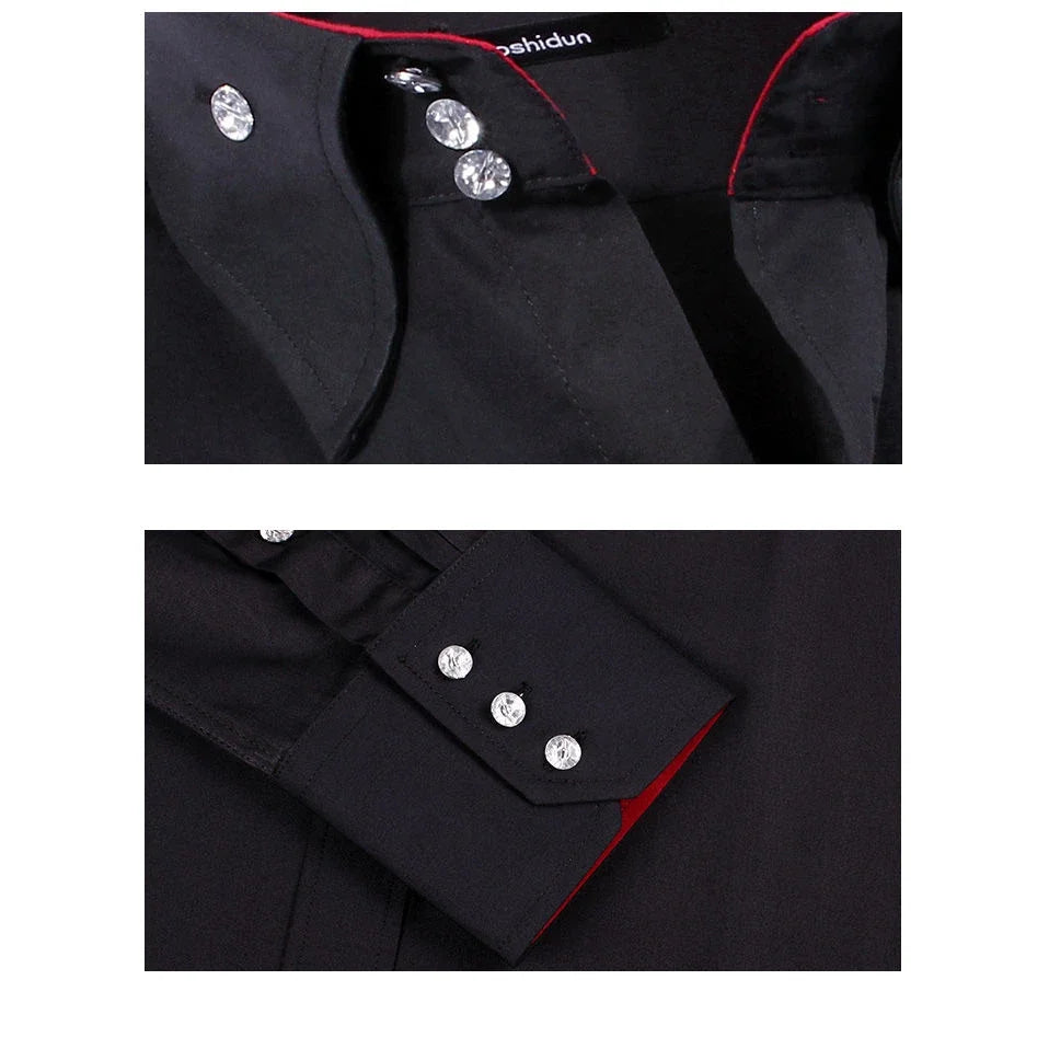 Men's Dress Shirt Button-down Collared Long Sleeve Formal Business Casual Shirt Korean Fashion Slim Fit Designer Shirts White
