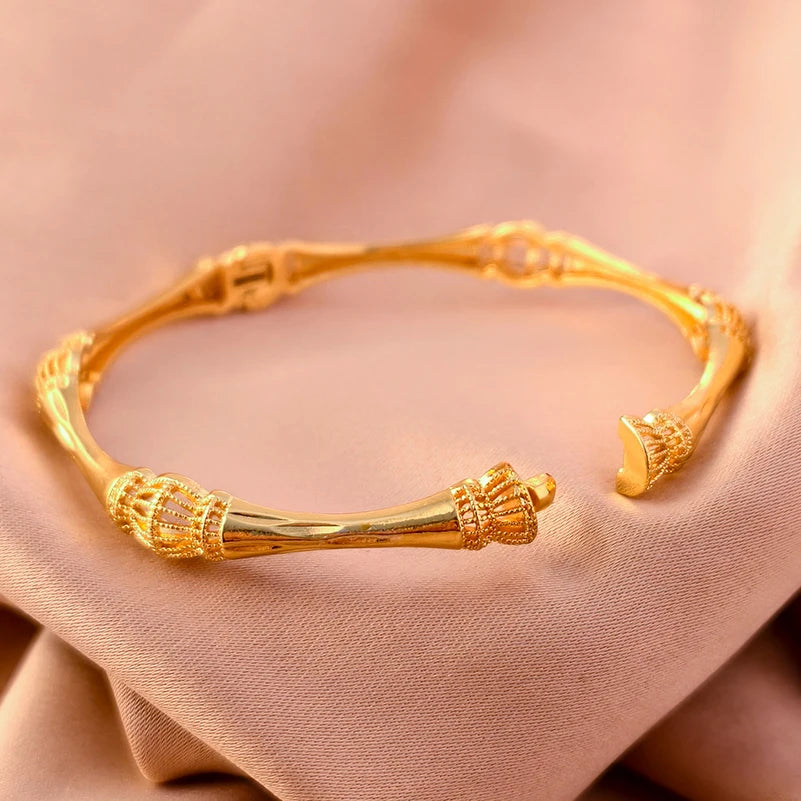 Dubai Gold Plated 24K Bangles for Women Jewelry Exaggerated Style Bracelets Banquet Party Bijoux Nigeria Wedding