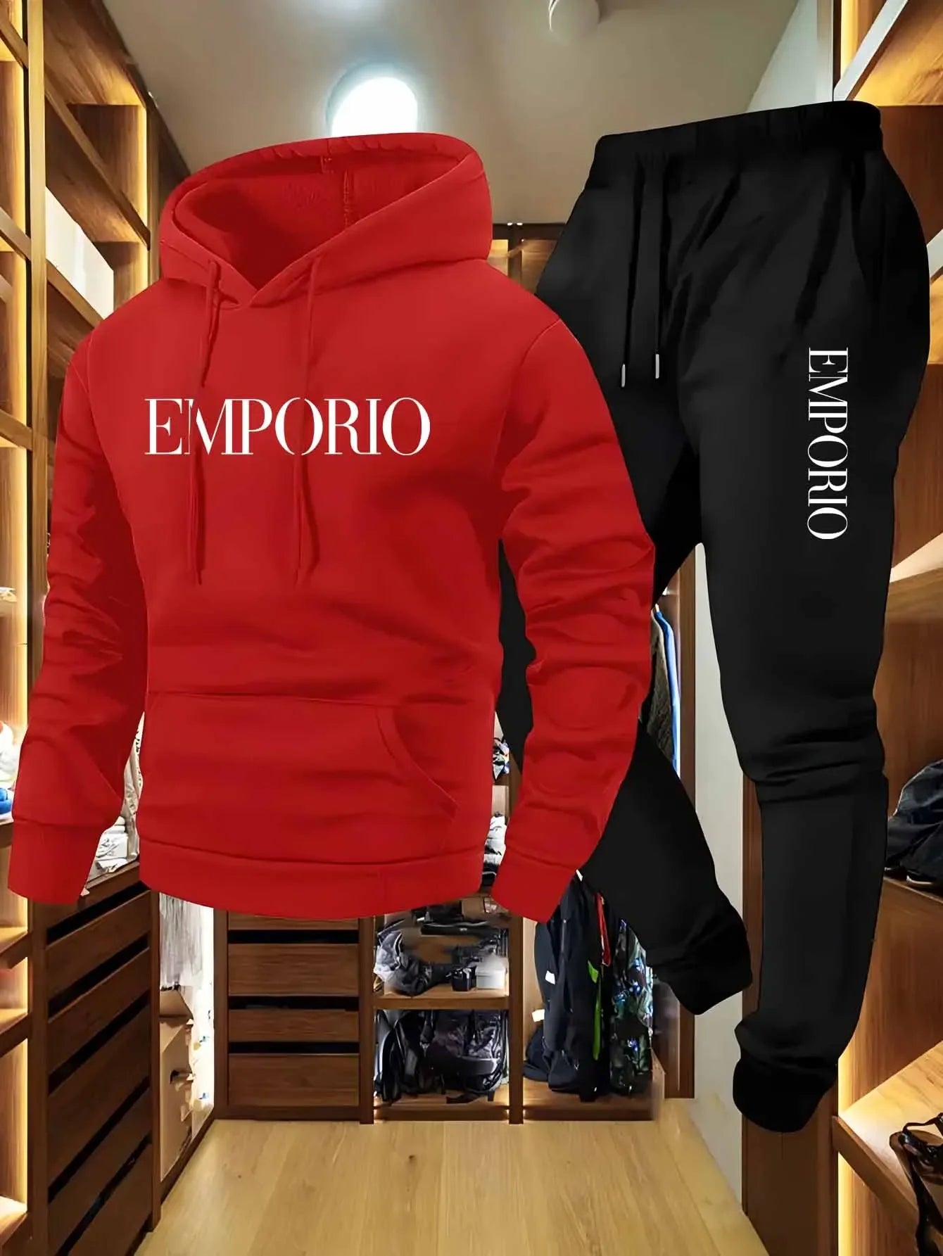 Men's Solid Color Tracksuit Set, Winter Warm Hooded Sweatshirt & Joggers, Casual Streetwear Outfit, Gym Workout Athletic Clothin