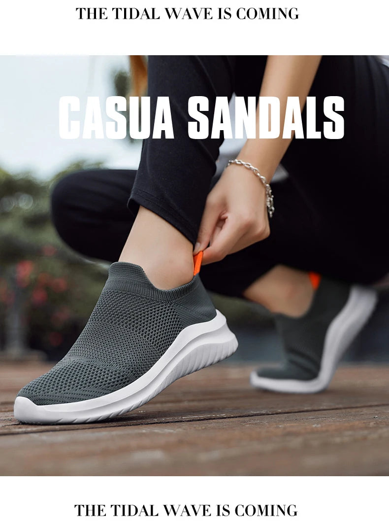 Men Shoes Sneakers Breathable Mesh Slip on Running Shoes Outdoor Non-Slip Couple Jogging Training Hiking Sports Shoes