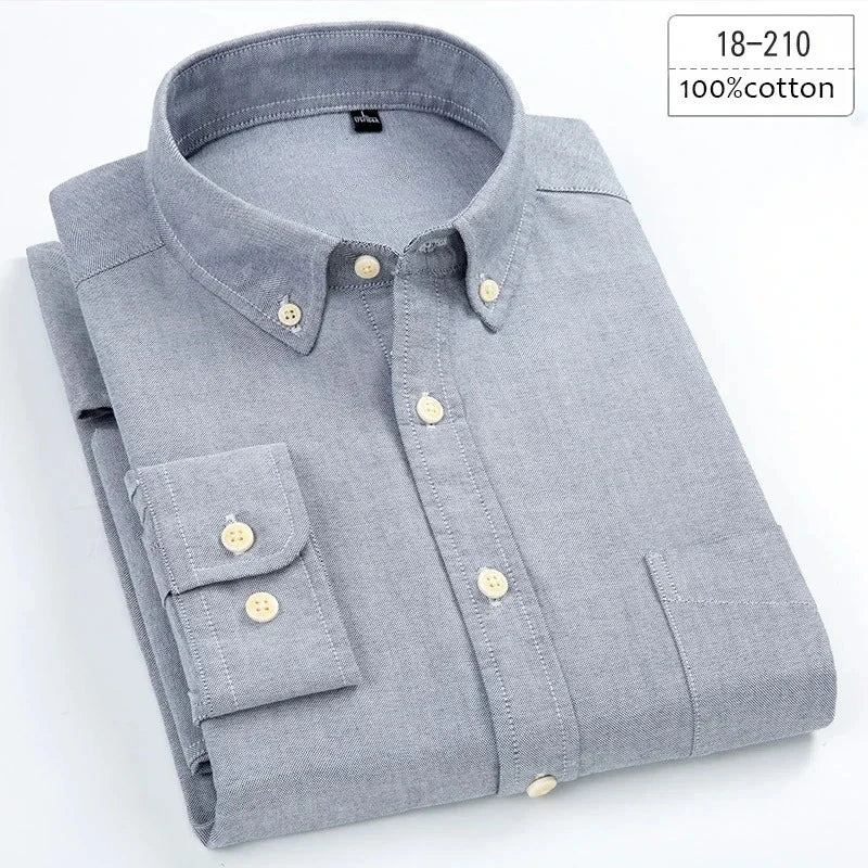 New in shirt plus size 8xL long-sleeve 100%cotton shirts for men slim fit formal plain shirt soft white black office clothes