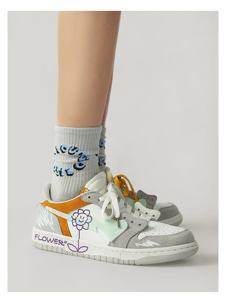 Women Shoes Men Fashion Hip-hop Punk Graffiti Skateboard Shoes Breathable Sneakers Couples Students Outdoor Sports Casual Shoes