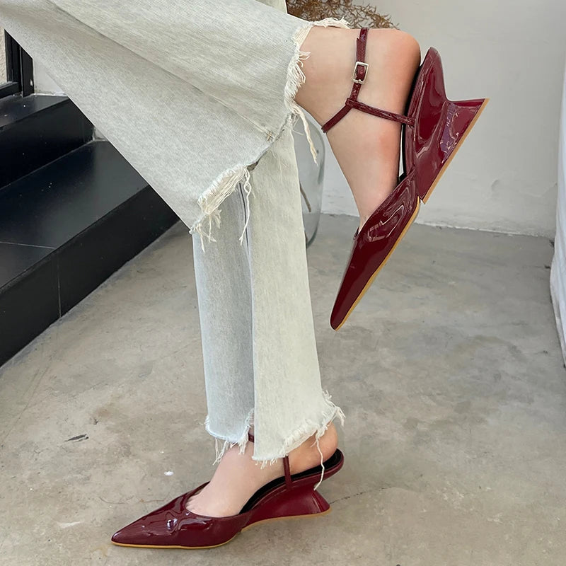 Fashion Wedges Shoes For Women Pointed Toe Female Footwear New 2026 Casual Ladies High Heels Sandals Slingbacks Heel Pumps