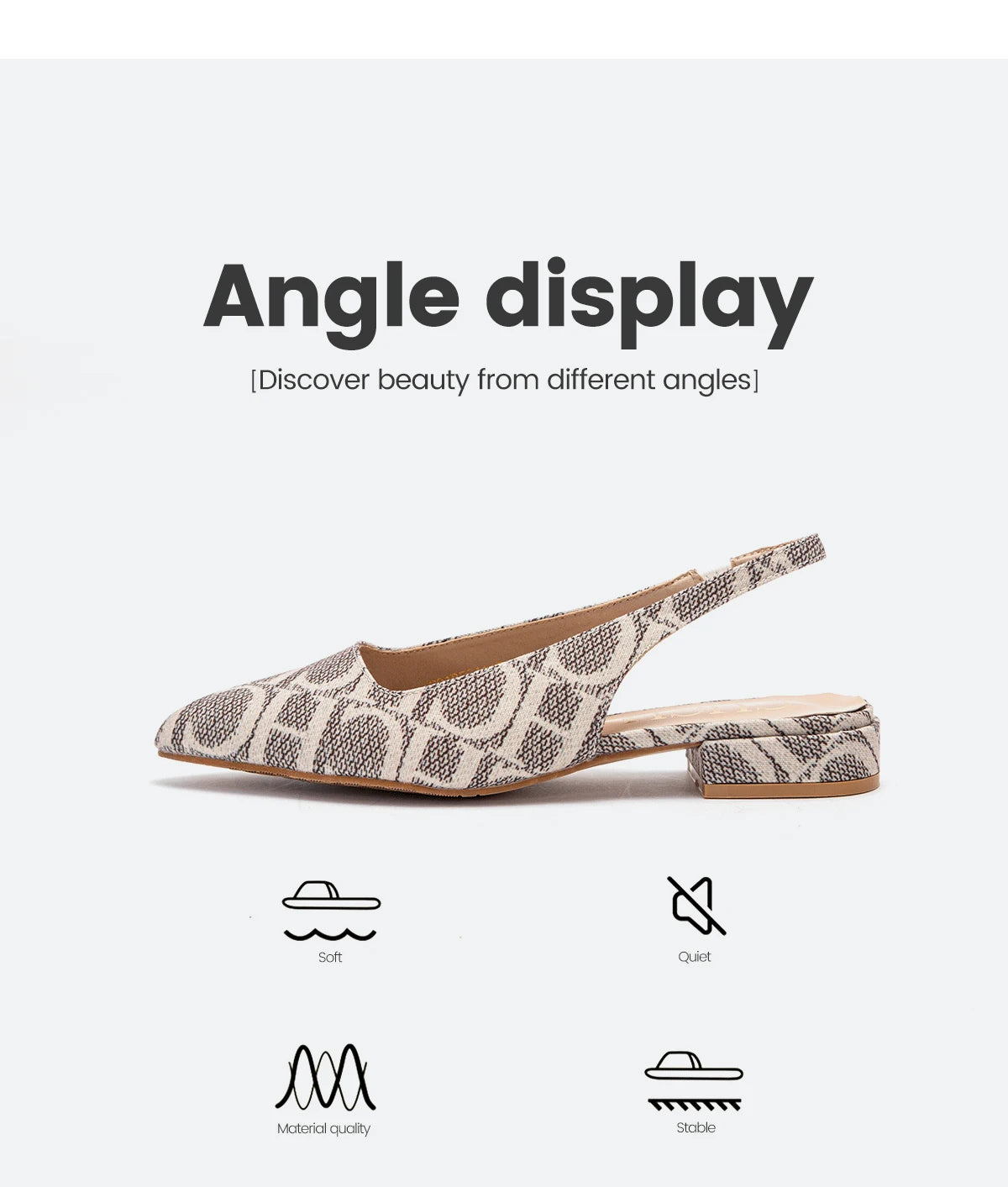 Classic Style Fashion Women's Heeled Single Shoes Wear Comfortable Letter Print Design Retro Versatile