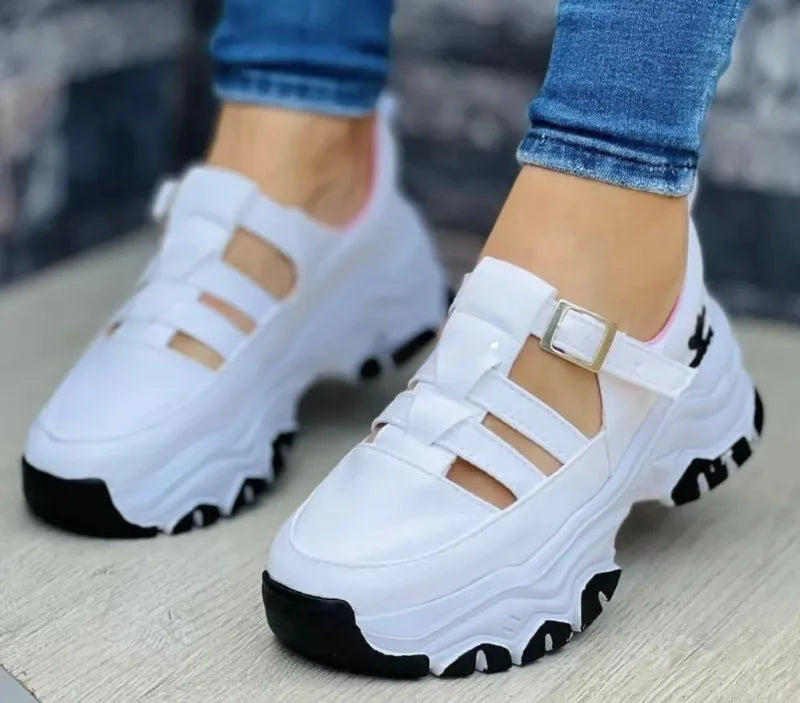Fashion Sandals for Women Popular Buckle Thick Bottom Design Breathable Open Toed Women's Sandals Flat Casual Sports Shoes 슬리퍼