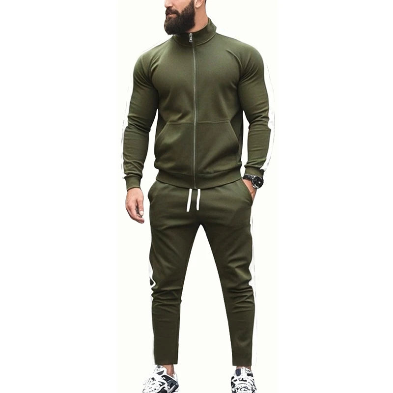 Casual Tracksuits Mens Autumn Fashion Side Striped Jackets And Pants Two Piece Sets For Men Sports Fitness Sweatsuits Streetwear