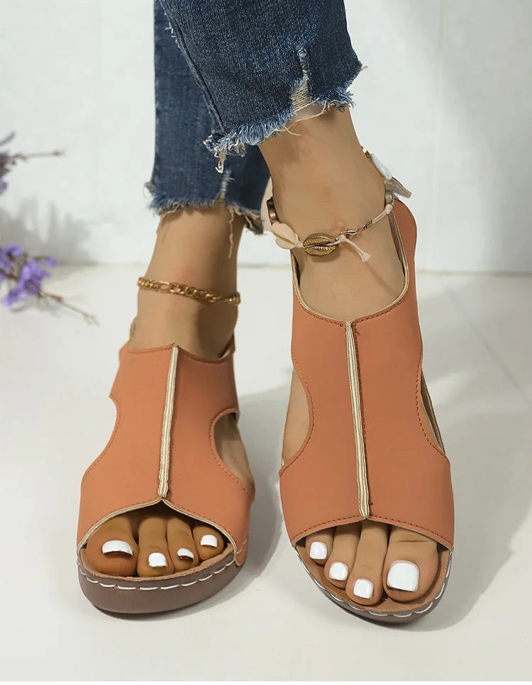 Women's Sandals Peep Toe Wedge Heel Sandals For Woman Shoes Summer Sandalias Mujer Low Platform Heels Sandals Heeled Shoes Women