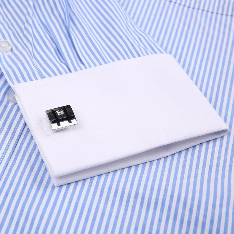 Men's Classic French Cuffs Solid Dress Shirt Formal Business Standard-fit Long Sleeve Office Work White Black Yellow Social Shir