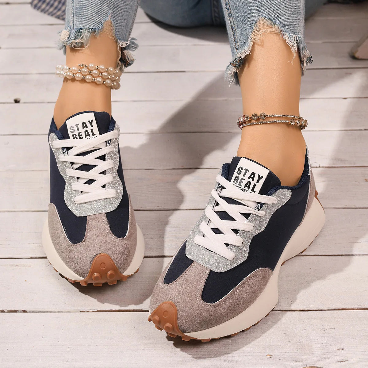 Women Sneakers Causal Walking Shoes Woman Autumn Fashion Lace Up Sports Platform Shoes Outdoor Non-slip Running Shoes