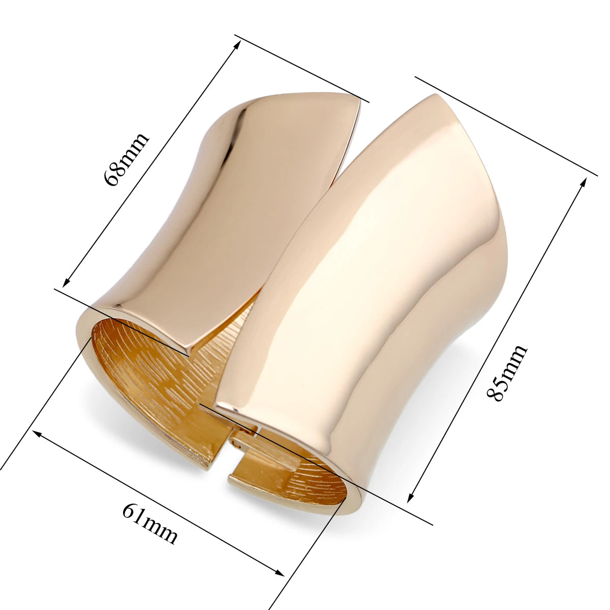 GGQINISI Oversize Euramerican Asymmetric Chunky Statement Bangle Bracelet Jewelry for Women Polished High Quality Accessory