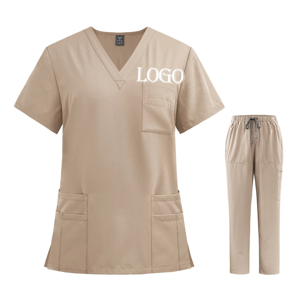 Elastic Scrubs Set Hospital Surgical Scrubs Tops Pants Nurse Nursing Workwear Doctors Clothes Medical Accessories Uniform Unisex