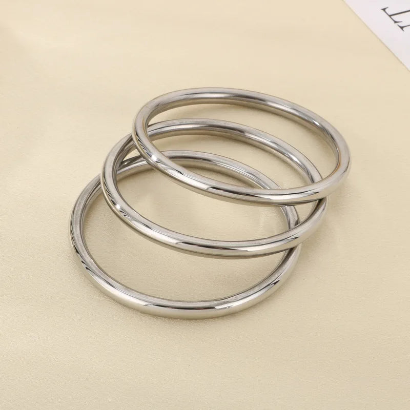 7/PCS Simple Spherical Surface Stainless Steel Bangle For Women Men Wedding Party Bracelet Famale Trendy Jewelry Christmas Gifts