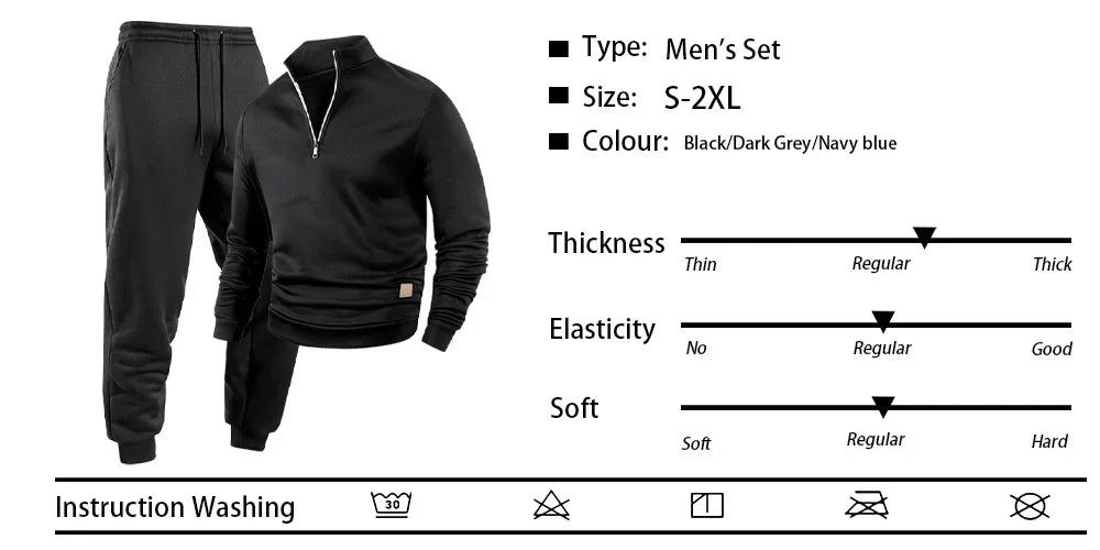 Men's Solid Color Casual Tracksuit Spring and Autumn 2025 New Long Sleeves Pullover + Pants Two-piece Set Daily Jogging Suit
