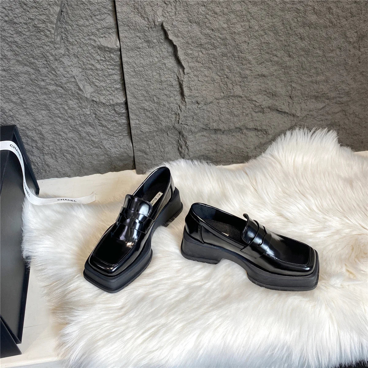 2025 New Women'S Shoes Low Heel Loafers Casual Ladies Slip on Square Toe Shoes Female Elegant Fashion Shoes Zapatillas Mujer