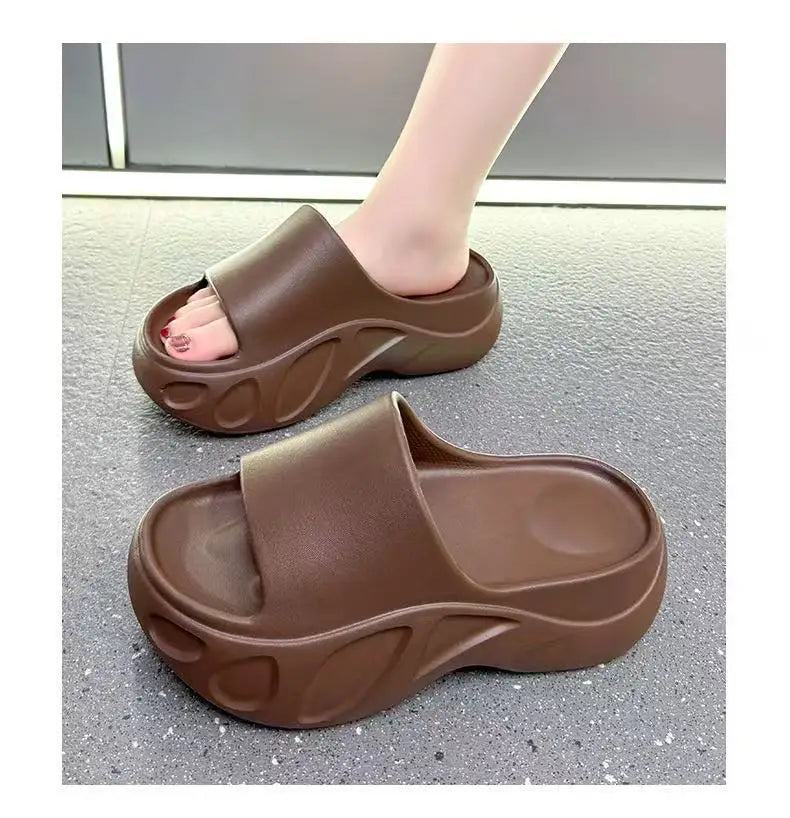 2025 New Women Sandals Women Slippers Black Wedge Platform Open Toe Women Orthopedics Thick Bottom Beach High Heels Slides