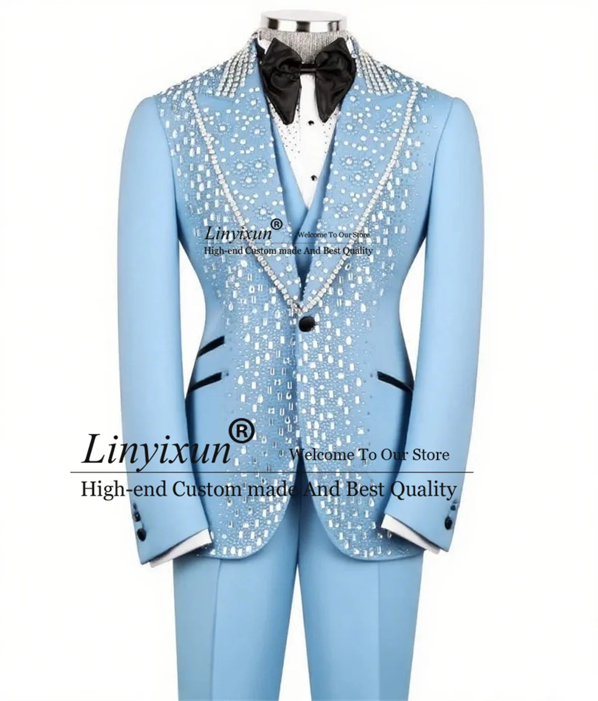 High End Stones Diamond Tuxedos Men Suits 3 Pieces Sets Party rajes para hombre Customized Slim Fit Wedding Groom Blazers