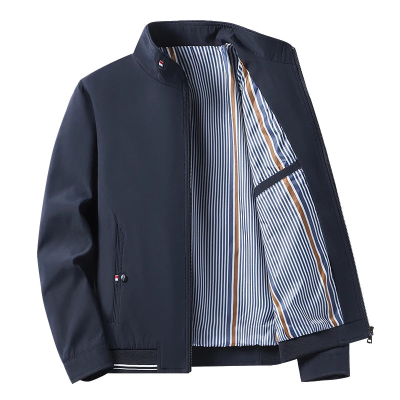 Men's New Spring and Autumn Clothing Stand Up Collar Jacket, Middle-aged and Elderly Jackets, Casual Business Men's Clothing