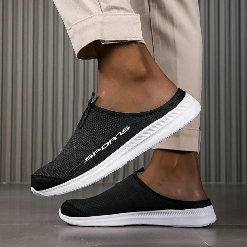 Men's Summer Slip-On Shoes Lightweight Casual Half Slippers for Women's Outdoor Soft Bottom Support Walking Shoes Size 36-46