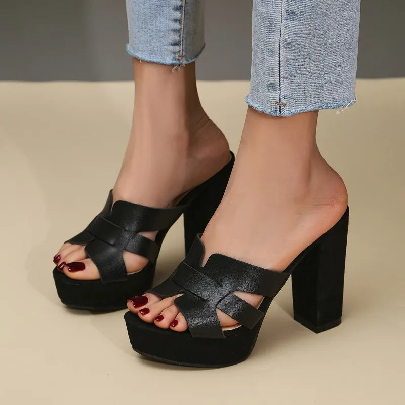 2025 Summer New Style Women's Shoes High Heel Platform Versatile Material Round Toe Neutral Design Женские Новые Туфли
