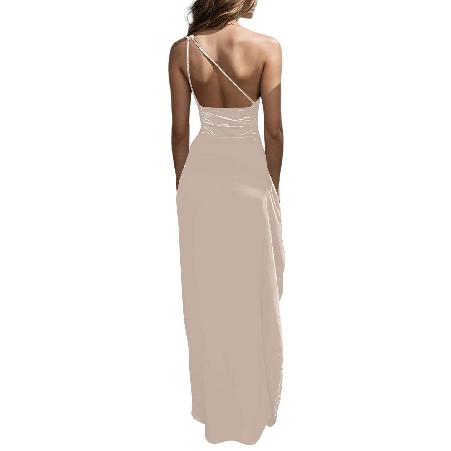 Sexy dresses for women Satin Backless Slim party Long Dress One Shoulder HighSplit Cocktail dress Wedding evening dresses elbise