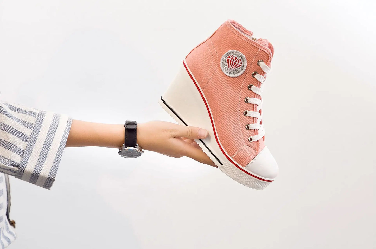 Wedge Heel Casual Shoes for Women New Canvas Shoes Side Zipper High Heel Lace Up Shoes Woman's Heightening Platform Sneakers