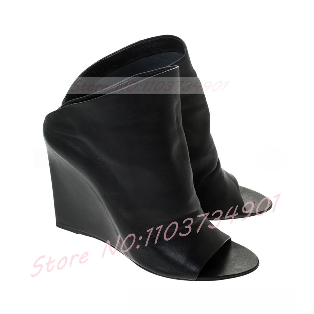 Slingback Rose Red Wedge Sandals Women Fashion Open Round Toe High Heels Sandals Female Sexy Party Nifty Slip-on Footwear