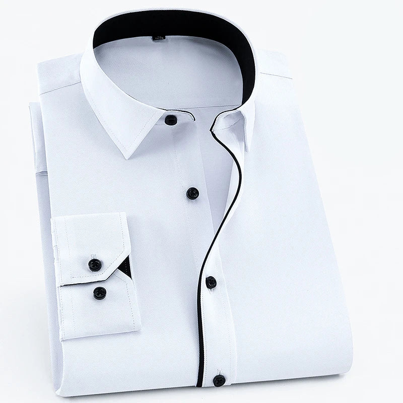 2025 Men Shirt Fashion Causal Long Sleeved Male Dress Social Business Brand Shirts Comfort Soft Weeding Party White Gift Shirts