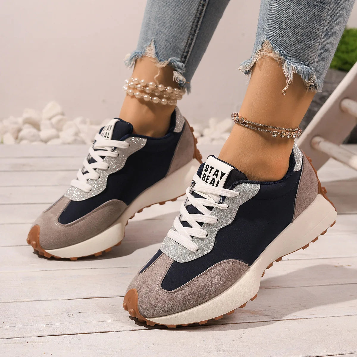 Women Sneakers Causal Walking Shoes Woman Autumn Fashion Lace Up Sports Platform Shoes Outdoor Non-slip Running Shoes