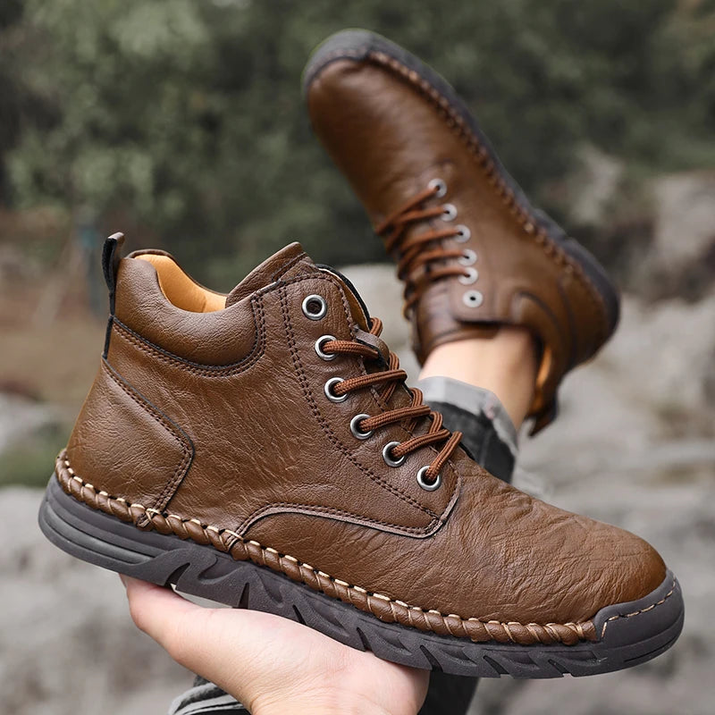 Women's Barefoot Sports Shoes Handmade Men's Boots Ankle Winter Happy Shoes Autumn Outdoor Hiking Boots High Top Shoes Anti Slip